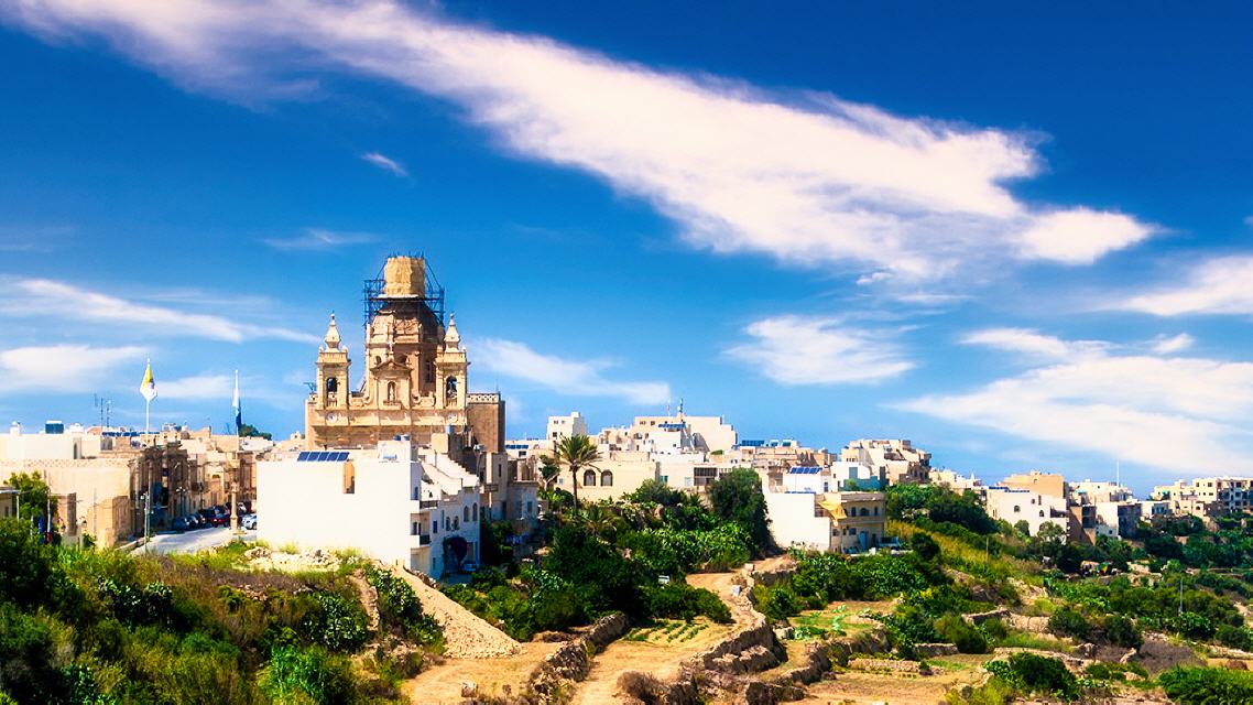 Zebbug Dorfansicht mit Kirche