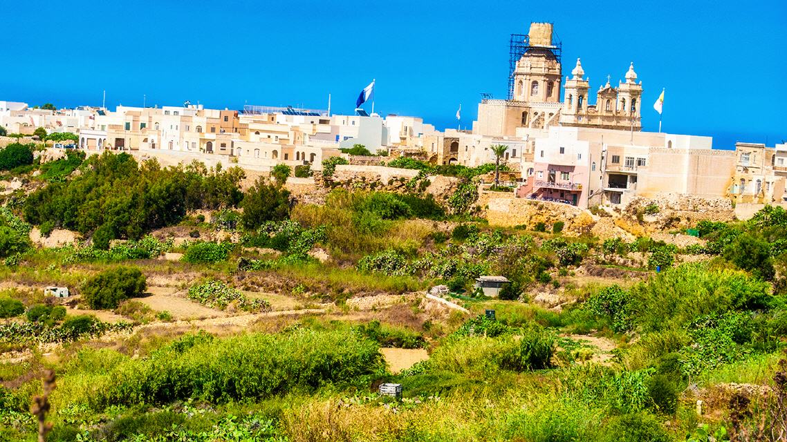 Zebbug Dorfansicht mit Kirche