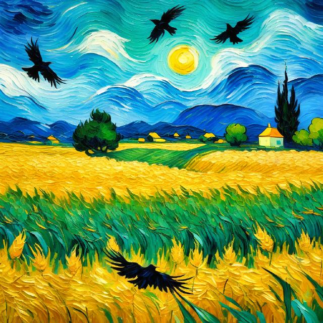 van Gogh Kornfeld mit Krähen