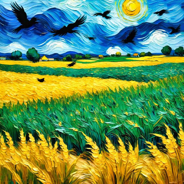 van Gogh Kornfeld mit Krähen