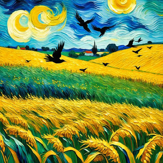 van Gogh Kornfeld mit Krähen